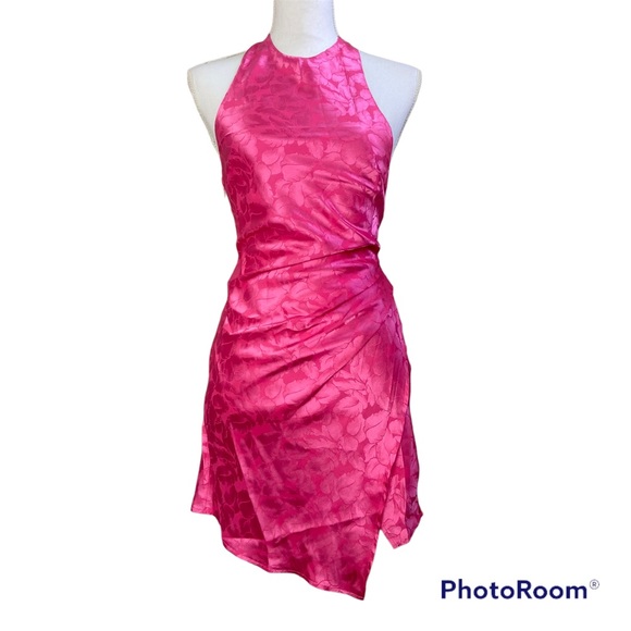 Hello Molly Dresses & Skirts - Hello Molly Shiny Pink Halter Open Back Dress 4 Small